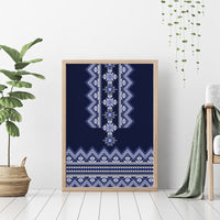 Ukraine Folk Pattern Canvas Wall Art Ukrainian Navy Blue Version - Wonder Print Shop