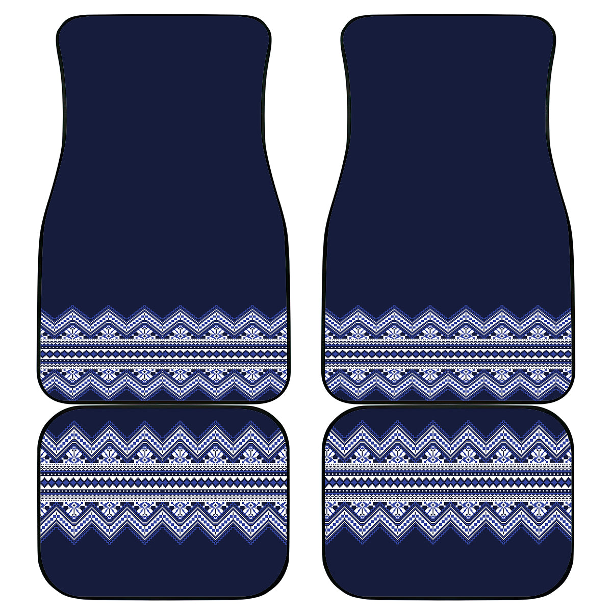 Ukraine Folk Pattern Car Mats Ukrainian Navy Blue Version - Wonder Print Shop