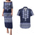Ukraine Folk Pattern Couples Matching Puletasi Dress and Hawaiian Shirt Ukrainian Navy Blue Version - Wonder Print Shop
