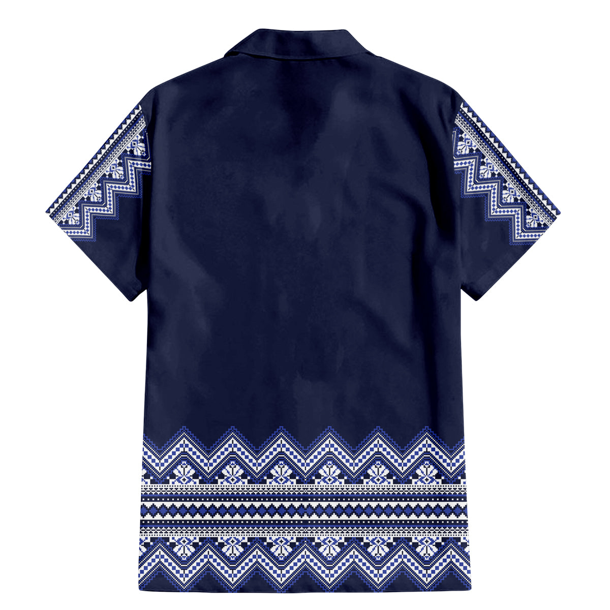 Ukraine Folk Pattern Family Matching Mermaid Dress and Hawaiian Shirt Ukrainian Navy Blue Version - Wonder Print Shop