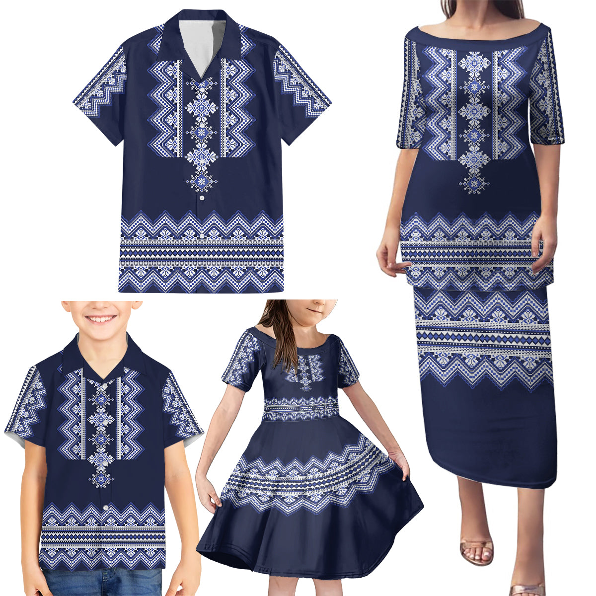 ukraine-folk-pattern-family-matching-puletasi-dress-and-hawaiian-shirt-ukrainian-navy-blue-version