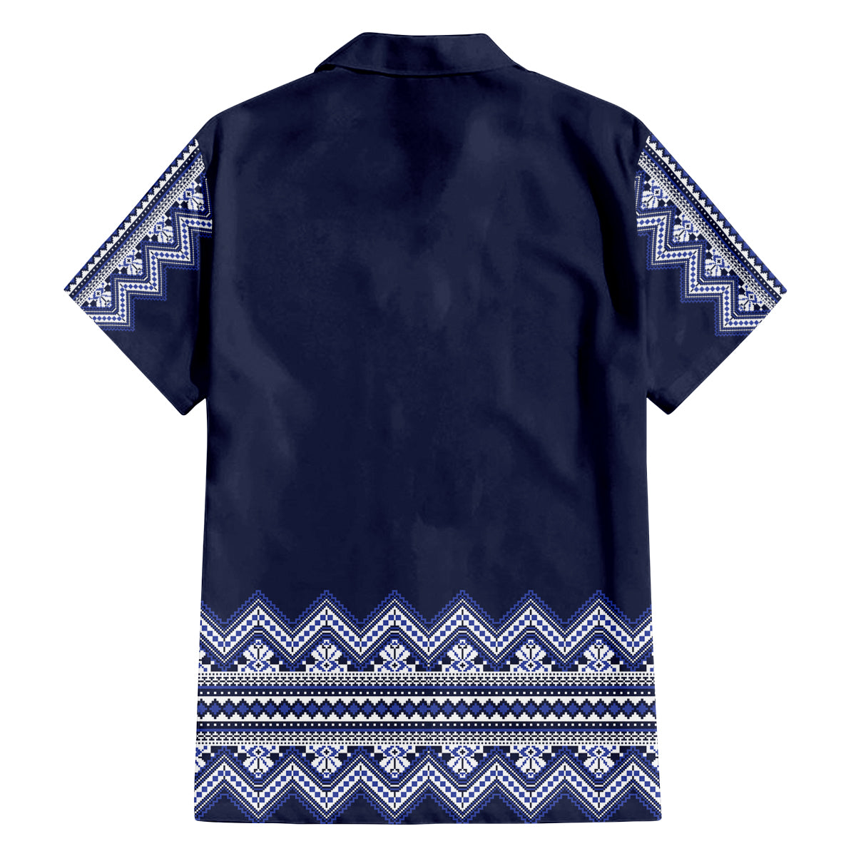 Ukraine Folk Pattern Family Matching Puletasi Dress and Hawaiian Shirt Ukrainian Navy Blue Version - Wonder Print Shop