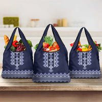 Ukraine Folk Pattern Grocery Bag Ukrainian Navy Blue Version