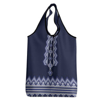 Ukraine Folk Pattern Grocery Bag Ukrainian Navy Blue Version