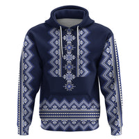 Ukraine Folk Pattern Hoodie Ukrainian Navy Blue Version - Wonder Print Shop