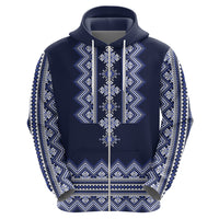 Ukraine Folk Pattern Hoodie Ukrainian Navy Blue Version - Wonder Print Shop