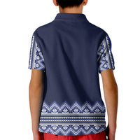 Ukraine Folk Pattern Kid Polo Shirt Ukrainian Navy Blue Version - Wonder Print Shop
