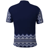 Ukraine Folk Pattern Polo Shirt Ukrainian Navy Blue Version - Wonder Print Shop