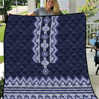 Ukraine Folk Pattern Quilt Ukrainian Navy Blue Version - Wonder Print Shop