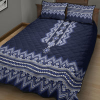 Ukraine Folk Pattern Quilt Bed Set Ukrainian Navy Blue Version - Wonder Print Shop