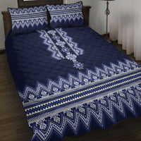 Ukraine Folk Pattern Quilt Bed Set Ukrainian Navy Blue Version - Wonder Print Shop