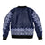 Ukraine Folk Pattern Sleeve Zip Bomber Jacket Ukrainian Navy Blue Version - Wonder Print Shop