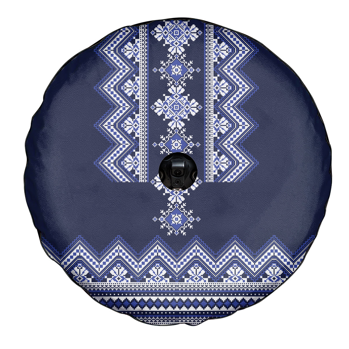 Ukraine Folk Pattern Spare Tire Cover Ukrainian Navy Blue Version - Wonder Print Shop