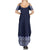 Ukraine Folk Pattern Summer Maxi Dress Ukrainian Navy Blue Version - Wonder Print Shop
