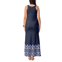 Ukraine Folk Pattern Tank Maxi Dress Ukrainian Navy Blue Version - Wonder Print Shop