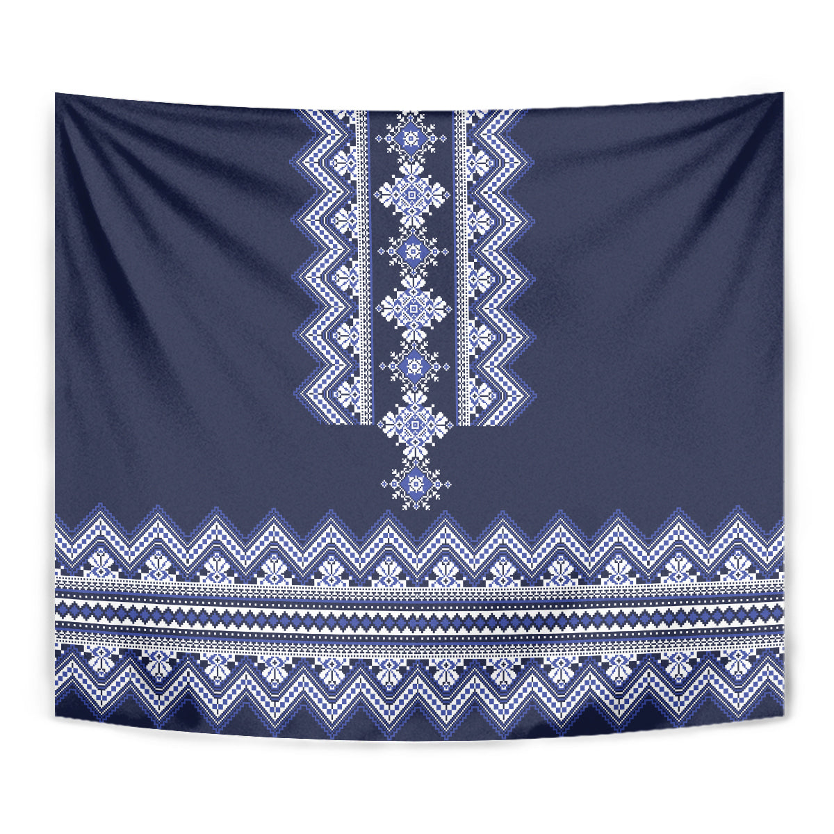 Ukraine Folk Pattern Tapestry Ukrainian Navy Blue Version - Wonder Print Shop