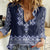 Ukraine Folk Pattern Women Casual Shirt Ukrainian Navy Blue Version - Wonder Print Shop
