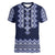 Ukraine Folk Pattern Women V Neck T Shirt Ukrainian Navy Blue Version - Wonder Print Shop