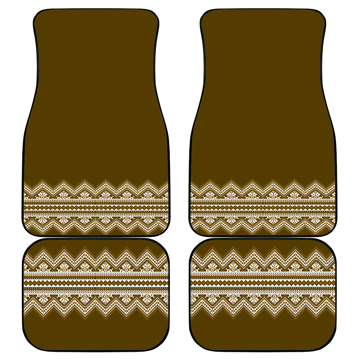 Ukraine Folk Pattern Car Mats Ukrainian Wood Brown Version - Wonder Print Shop