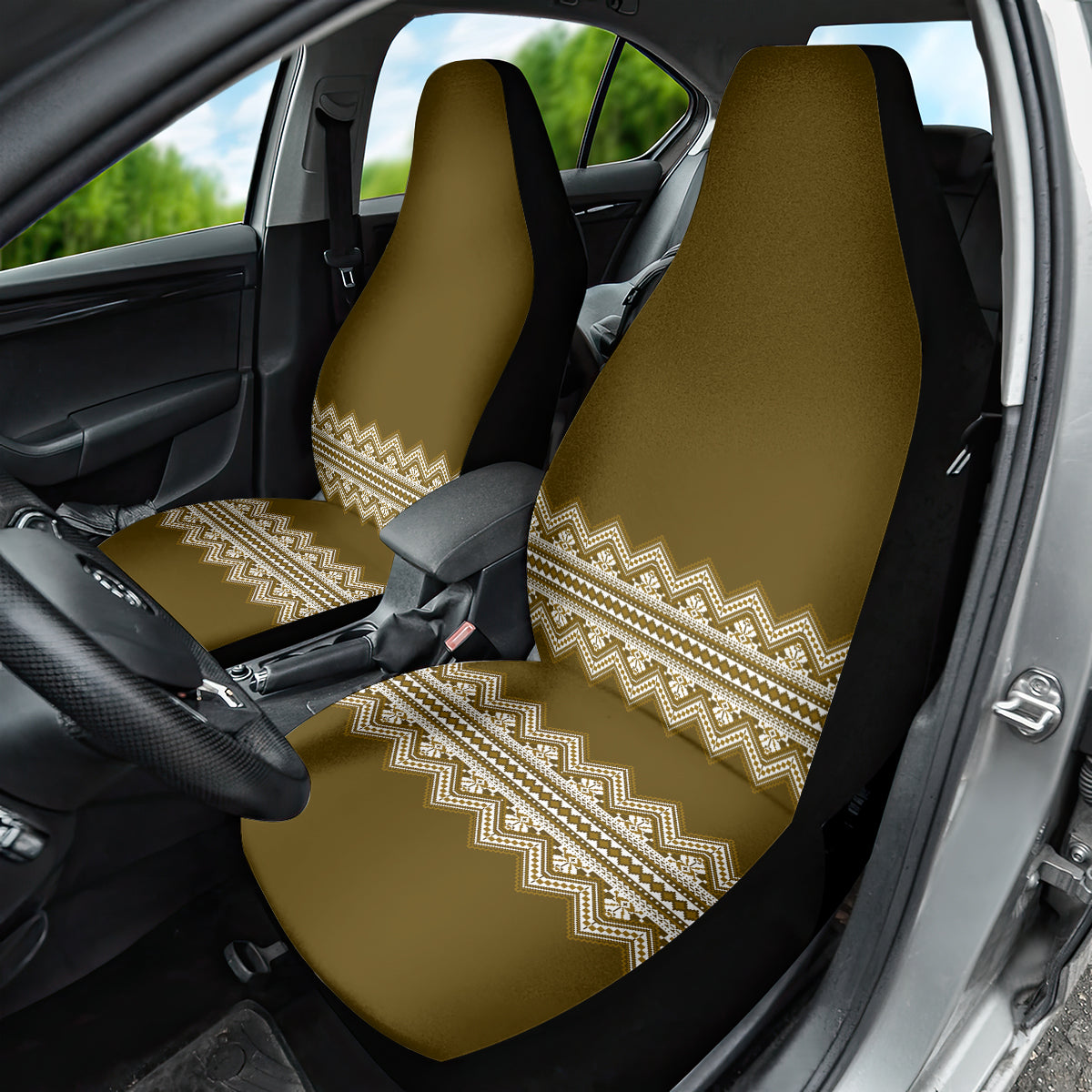 Ukraine Folk Pattern Car Seat Cover Ukrainian Wood Brown Version - Wonder Print Shop