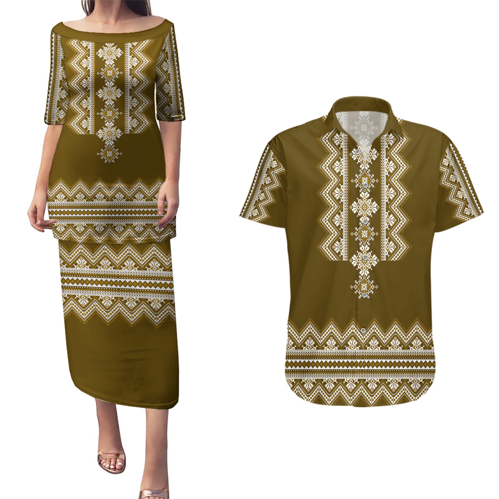 ukraine-folk-pattern-couples-matching-puletasi-dress-and-hawaiian-shirt-ukrainian-wood-brown-version