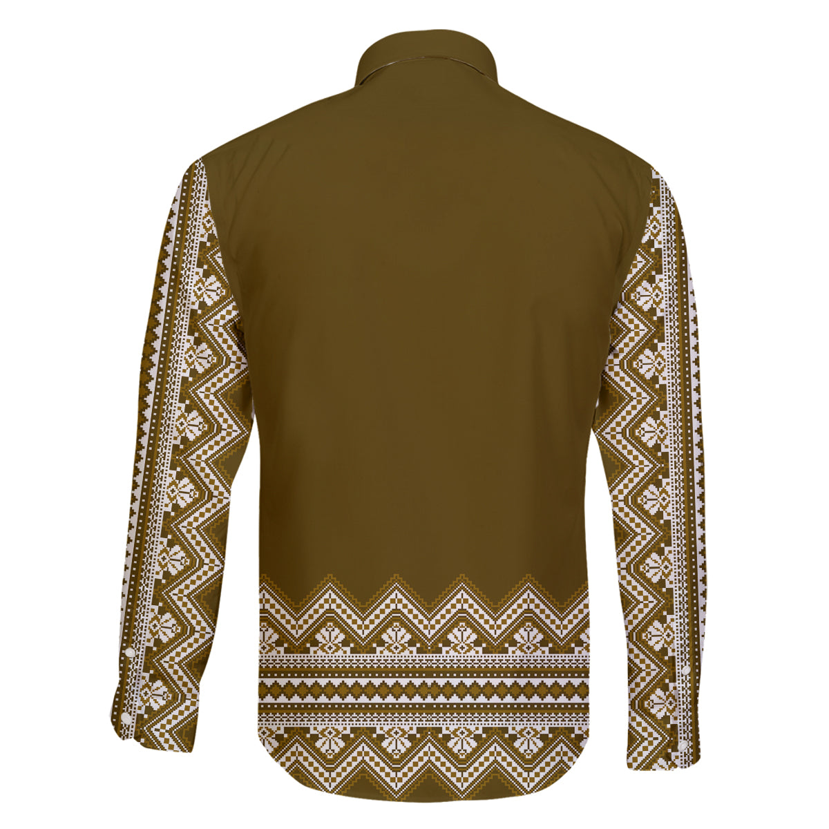 Ukraine Folk Pattern Family Matching Long Sleeve Bodycon Dress and Hawaiian Shirt Ukrainian Wood Brown Version - Wonder Print Shop