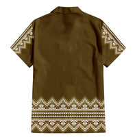 Ukraine Folk Pattern Family Matching Mermaid Dress and Hawaiian Shirt Ukrainian Wood Brown Version - Wonder Print Shop