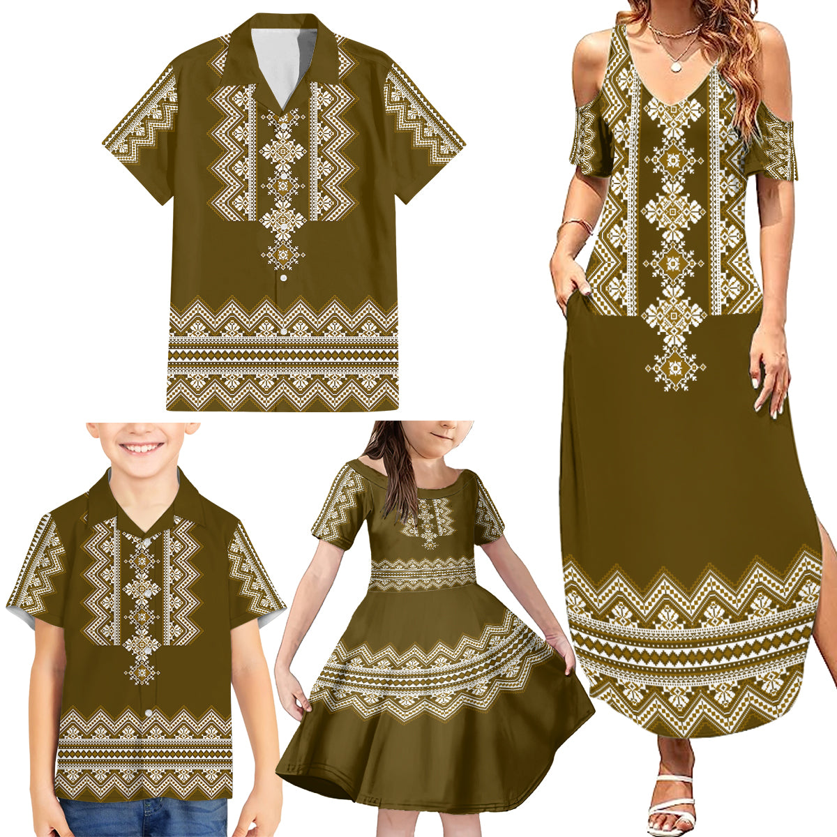 ukraine-folk-pattern-family-matching-summer-maxi-dress-and-hawaiian-shirt-ukrainian-wood-brown-version