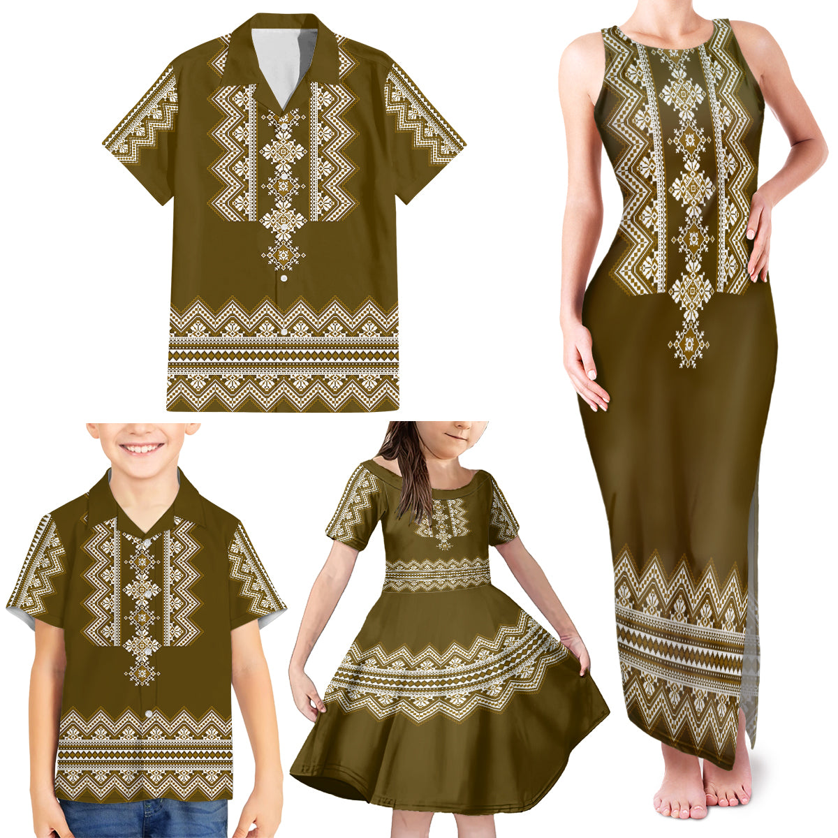 ukraine-folk-pattern-family-matching-tank-maxi-dress-and-hawaiian-shirt-ukrainian-wood-brown-version