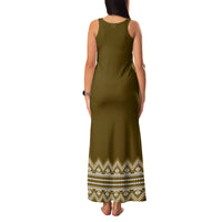 Ukraine Folk Pattern Family Matching Tank Maxi Dress and Hawaiian Shirt Ukrainian Wood Brown Version - Wonder Print Shop