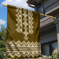Ukraine Folk Pattern Garden Flag Ukrainian Wood Brown Version - Wonder Print Shop