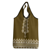 Ukraine Folk Pattern Grocery Bag Ukrainian Wood Brown Version