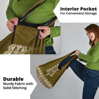 Ukraine Folk Pattern Grocery Bag Ukrainian Wood Brown Version