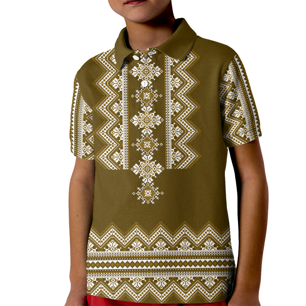 ukraine-folk-pattern-kid-polo-shirt-ukrainian-wood-brown-version