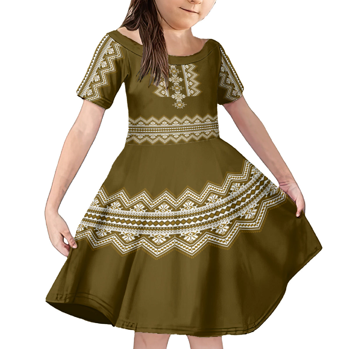 ukraine-folk-pattern-kid-short-sleeve-dress-ukrainian-wood-brown-version