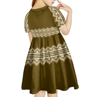 Ukraine Folk Pattern Kid Short Sleeve Dress Ukrainian Wood Brown Version - Wonder Print Shop