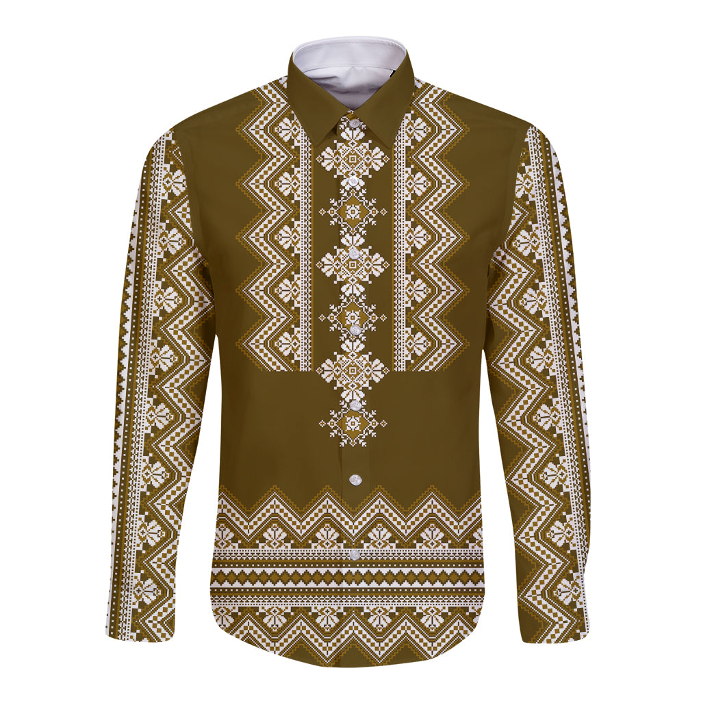 ukraine-folk-pattern-long-sleeve-button-shirt-ukrainian-wood-brown-version