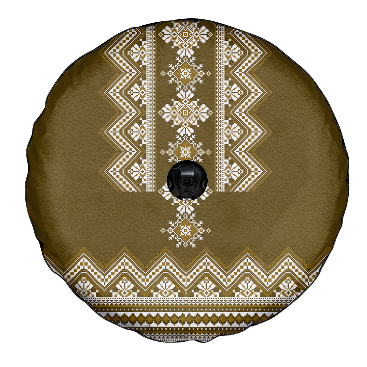 Ukraine Folk Pattern Spare Tire Cover Ukrainian Wood Brown Version - Wonder Print Shop