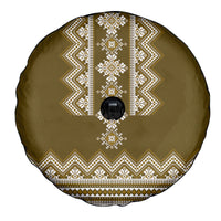 Ukraine Folk Pattern Spare Tire Cover Ukrainian Wood Brown Version - Wonder Print Shop