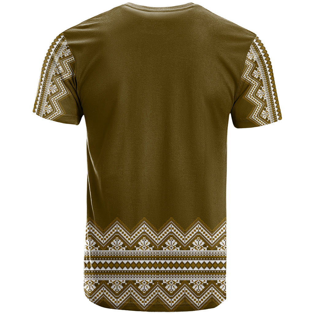 Ukraine Folk Pattern T Shirt Ukrainian Wood Brown Version - Wonder Print Shop