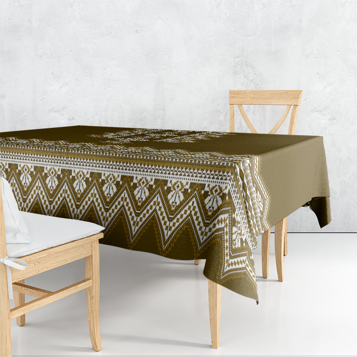 Ukraine Folk Pattern Tablecloth Ukrainian Wood Brown Version - Wonder Print Shop