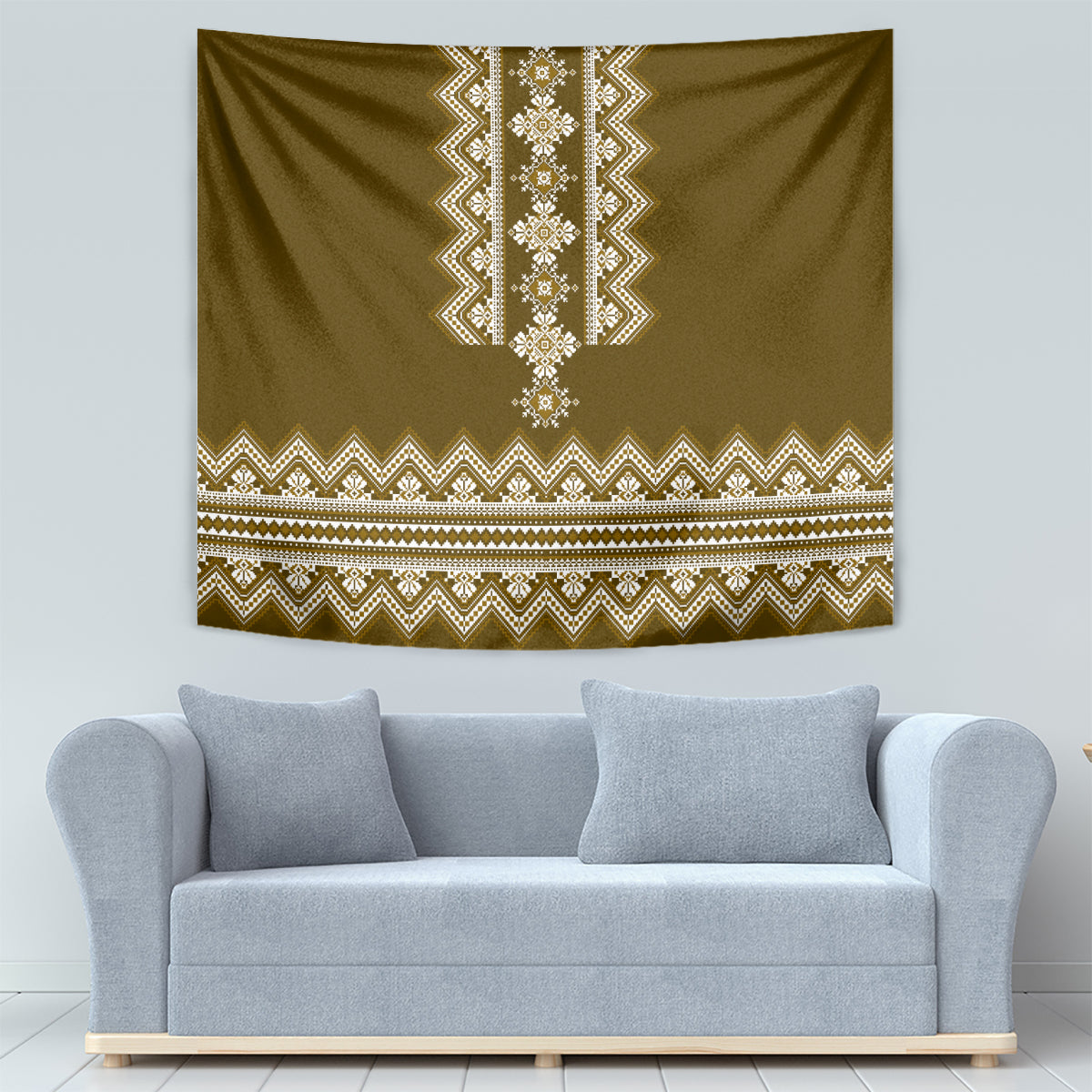 Ukraine Folk Pattern Tapestry Ukrainian Wood Brown Version - Wonder Print Shop