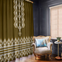 Ukraine Folk Pattern Window Curtain Ukrainian Wood Brown Version - Wonder Print Shop