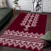 Ukraine Folk Pattern Area Rug Ukrainian Wine Red Version - Wonder Print Shop