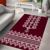 Ukraine Folk Pattern Area Rug Ukrainian Wine Red Version - Wonder Print Shop