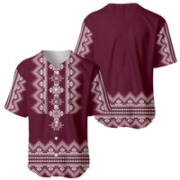 Ukraine Folk Pattern Baseball Jersey Ukrainian Wine Red Version - Wonder Print Shop