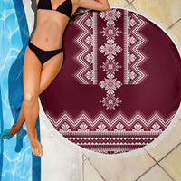 Ukraine Folk Pattern Beach Blanket Ukrainian Wine Red Version - Wonder Print Shop