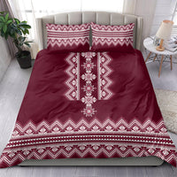 Ukraine Folk Pattern Bedding Set Ukrainian Wine Red Version - Wonder Print Shop