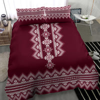 Ukraine Folk Pattern Bedding Set Ukrainian Wine Red Version - Wonder Print Shop