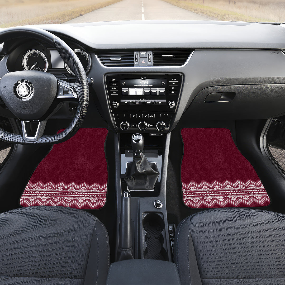 Ukraine Folk Pattern Car Mats Ukrainian Wine Red Version - Wonder Print Shop